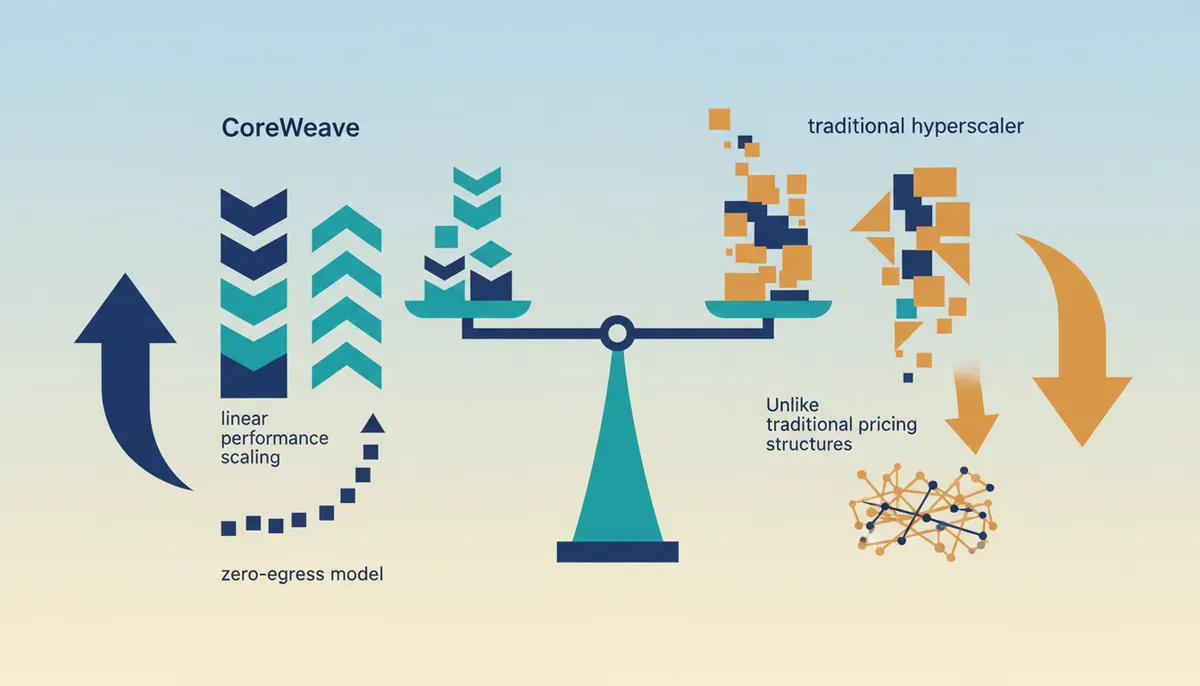 Conceptual illustration for CoreWeave vs Hyperscalers on Cost and Performance Metrics