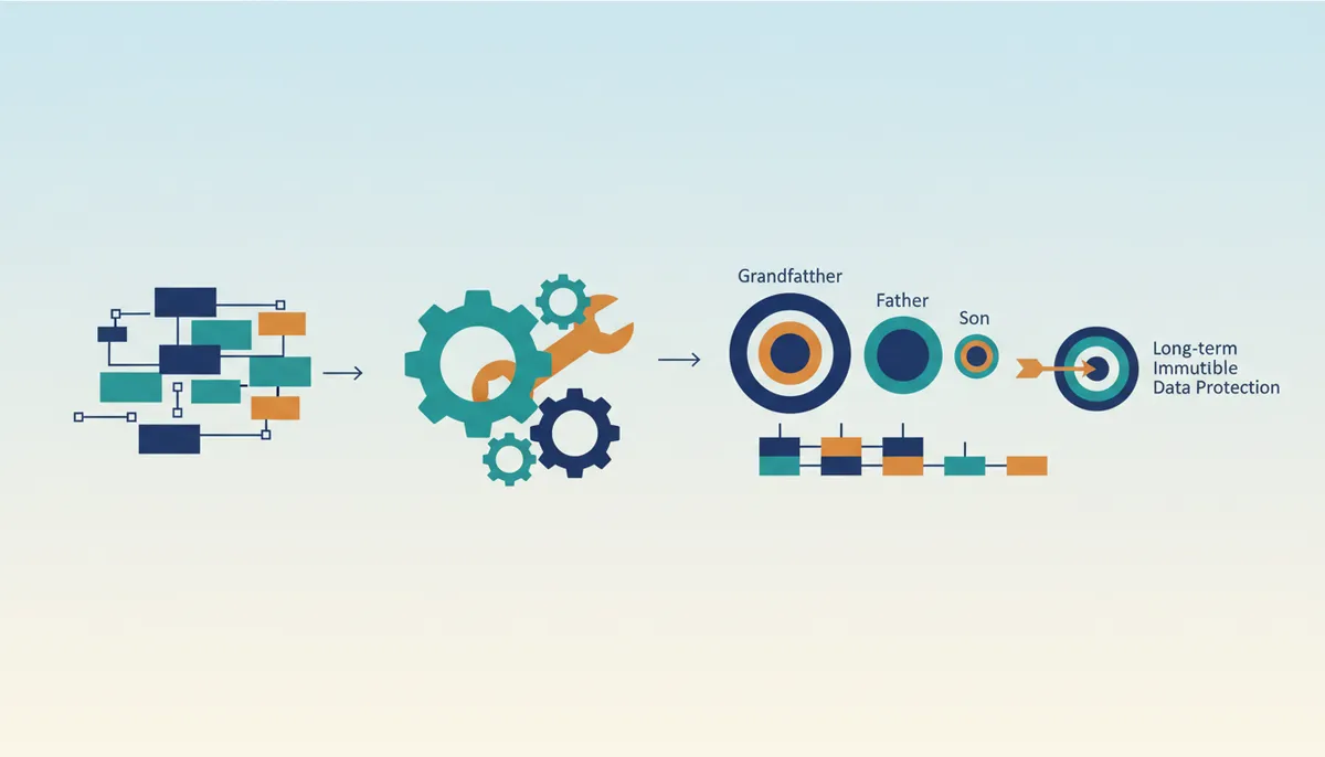 Conceptual illustration for Applying GFS Retention Schemes and Immutability Policies