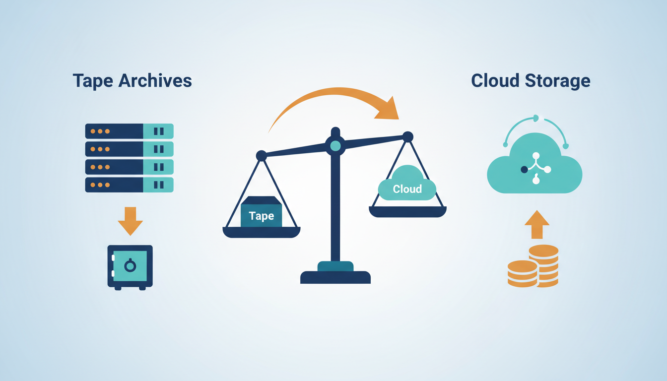 Conceptual illustration for Strategic Advantages of Tape Versus Cloud for Large-Scale Ar